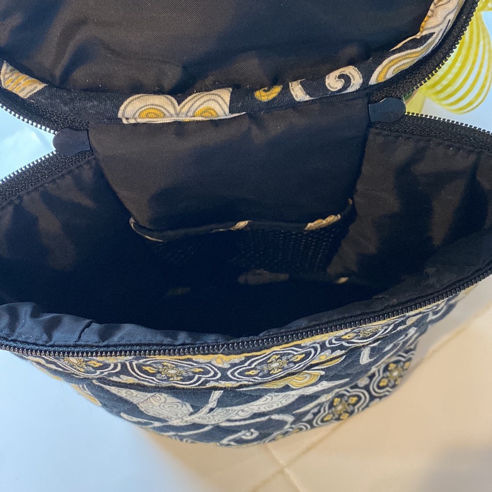 Vera Bradley small insulated tote black/yellow used once. - Picture 3 of 6